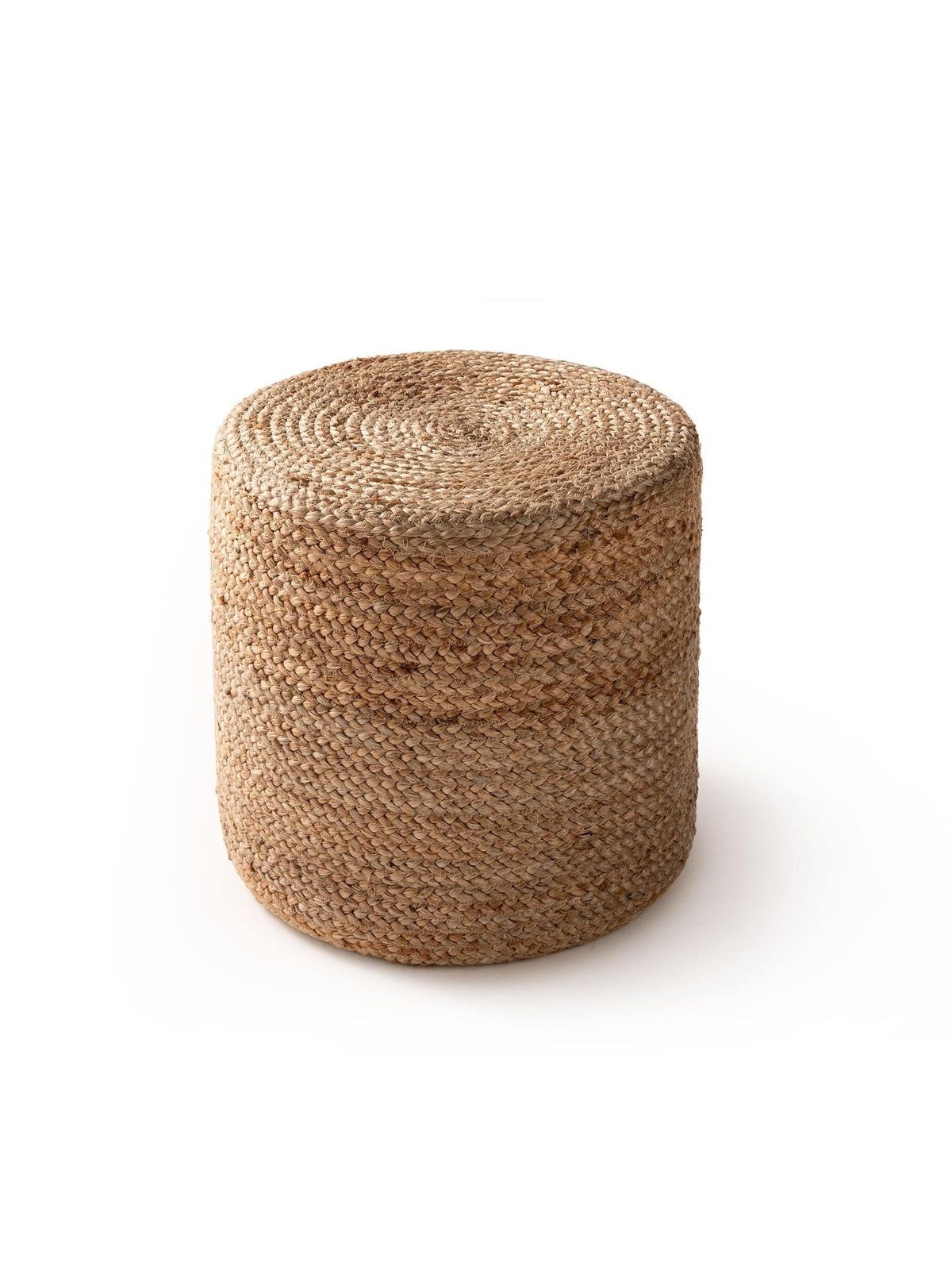 Handgefertigter Jute-Pouf Jutta Hellbraun 40x40 cm