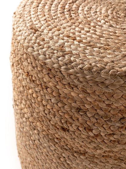 Handgefertigter Jute-Pouf Jutta Hellbraun 40x40 cm